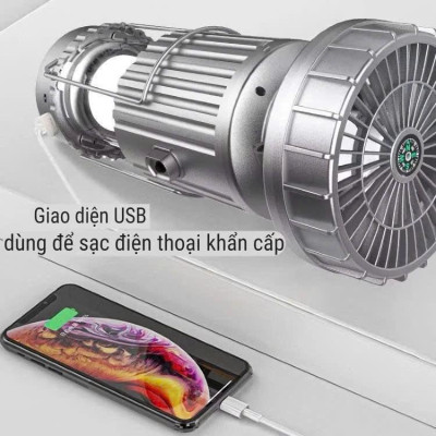 Đèn Năng Lượng Mặt Trời 3in1 Năng Lượng, Tích Hợp Quạt, Đèn Bão Du Lịch Đi Câu Cá Cắm Trại