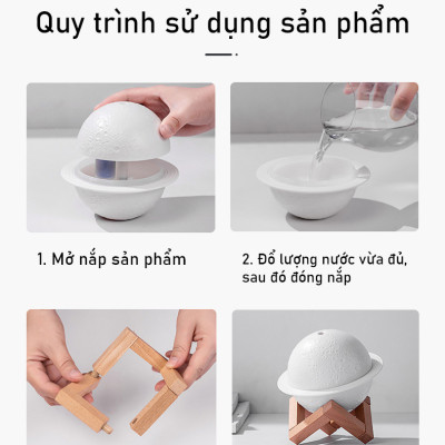 Máy phun sương tinh dầu tạo ẩm Rhino H301 hình mặt trăng, dung tích 200ml, nhỏ gọn - Hàng chính hãng