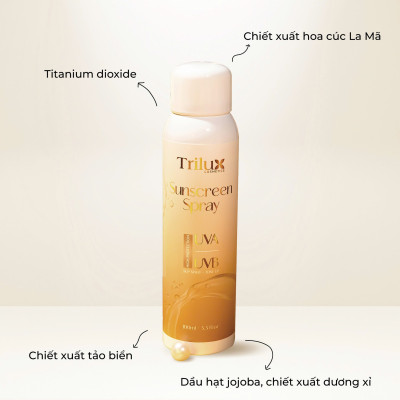 Xịt Chống Nắng Trilux SPF50 PA+++ Giúp Dưỡng Ẩm, Nâng Tone Hỗ Trợ Giảm Thâm Nám