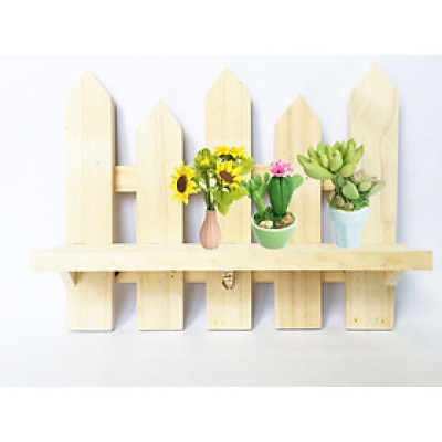 Kệ đa năng Kệ gỗ treo tường trang trí hình hàng rào gỗ thông KT D32xC25cm 