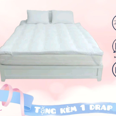 Topper khách sạn 5 sao – Nệm Topper bông Microfiber cao cấp – Tấm làm mềm nệm  - Topper lông vũ nhân tạo