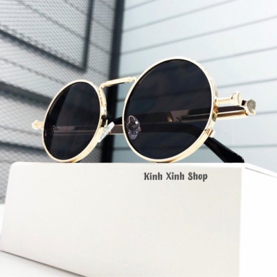 Kính râm, Kính mát Unisex Mắt Tròn Hàn Quốc Kim Loại 