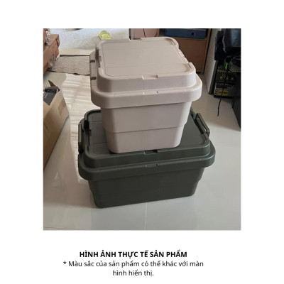 Thùng lưu trữ, hộp đựng đồ đa năng bằng nhựa PP cao cấp 30L HULKER NEW màu KAKI | Index Living Mall