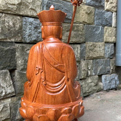 Tượng phật địa tạng vương bồ tát bằng gỗ hương đá kt cao 40×20cm