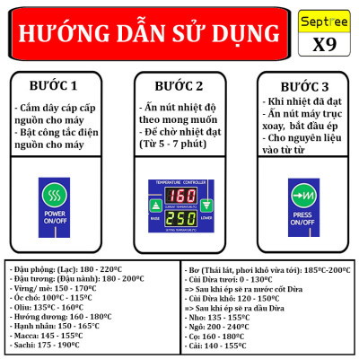 Máy ép dầu ăn thực vật dùng trong gia đình thương hiệu Mỹ cao cấp Septree X9 - Công suất 1300W - Hàng nhập khẩu