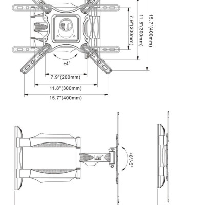 GIÁ TREO TIVI XOAY ĐA NĂNG P4 – DF400  (32-55 Inch) - Hàng Chính Hãng