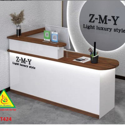 QUẦY LỄ TÂN, QUẦY TIẾP TÂN, QUẦY TÍNH TIỀN, QUẦY THU NGÂN QTT424 ( BÀN KHÔNG ĐÈN)- Nội thất lắp ráp Viễn Đông Adv