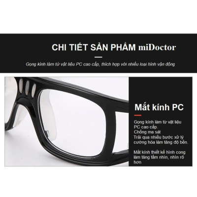 Kính Bảo Vệ Chơi Thể Thao, Chống Sương Mù Cao Cấp - Có Thể Lắp Mắt Kính Cận - Hãng miDoctor - Màu Navy