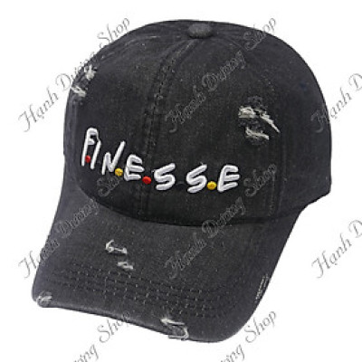 Mũ lưỡi trai jean rách bụi cá tính thêu chữ Finesse đẹp mắt hợp thời trang - Hạnh Dương