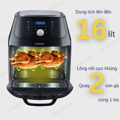 Nồi Chiên Không Dầu SHIMONO SM-AF1605T 16L 1800W Cao Cấp Tiêu Chuẩn FDA Hoa Kỳ, LFGB Đức Tặng Kèm Trọn Bộ 9 Phụ Kiện Hàng Chính Hãng
