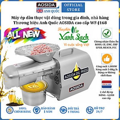 Máy ép dầu thực vật Nóng và Lạnh dùng trong gia đình hoặc nhà hàng thương hiệu Anh Quốc AOSIDA WF-J168 - Hàng Chính Hãng