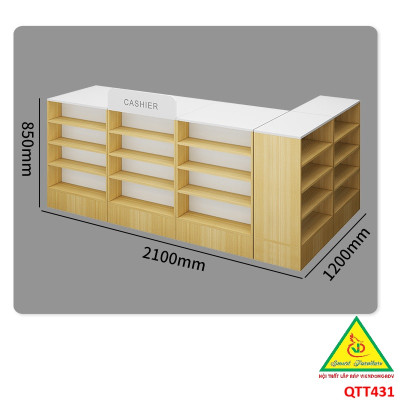 Quầy tính tiền, Bàn thu ngân cho cửa hàng tiện lợi, siêu thị mini QTT431 - NỘI THẤT LẮP RÁP VIENDONGADV
