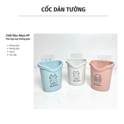 Cốc Nhựa Dán Tường Để Đồ Tiện Dụng Đa Năng, Họa Tiết Dễ Thương, Để Bàn Chải, Kem Đánh Răng, Đồ Dùng Nhà Tắm. TakyHome 4062