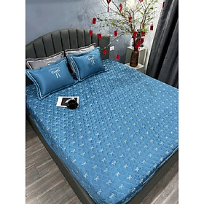 Bộ Ga Gối Phi Lụa Trần Nơ Cao Cấp Thêu 3D Thiết Kế Mới 2025 - Có Thể Giặt Máy - HÀNG CHÍNH HÃNG MINIIN