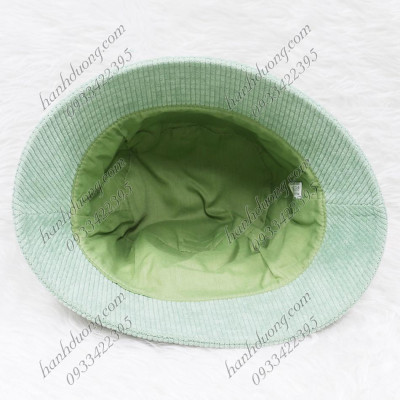 Mũ bo cụp mũ bucket cụp nhung đũa thêu mặt da chữ vành nhỏ 6cm, phía trong may lót cao cấp phù hợp cho nữ