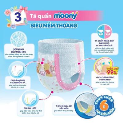 Tã quần cao cấp Moony XXL26 dành cho bé gái