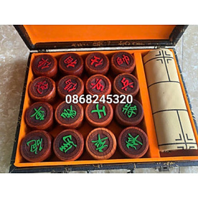 Quân cờ tướng gỗ trắc kt 3.8×1.5cm +hộp đựng quân 