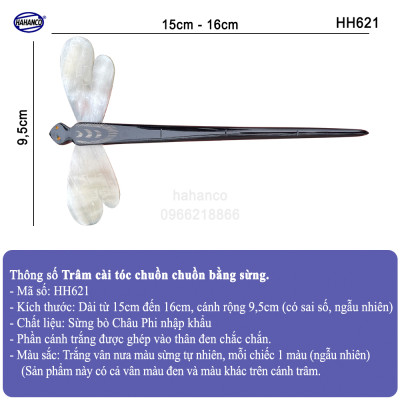 Trâm cài tóc chuồn chuồn bằng sừng - đục khắc hình đẹp - phong cách thiên nhiên- HH621