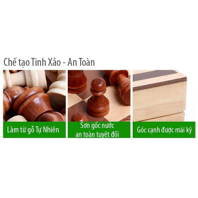 Cờ Vua Gỗ - Cờ Vua Cao Cấp Rộng 29cm*29cm - Đồ Chơi Bằng Gỗ Tự Nhiên Chính Hãng miDoctor