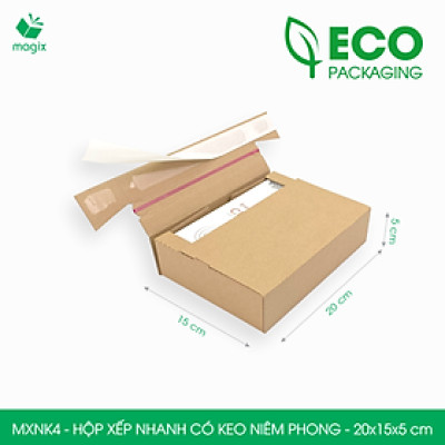 MXNK4 - 20x15x5 cm - 20 hộp carton đóng hàng xếp nhanh có keo niêm phong - Hộp gói hàng, hộp quà