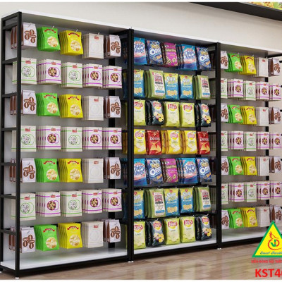 Kệ trưng bày sản phẩm, hàng hóa , kệ trang trí khung sắt mặt gỗ KST406 - Nội thất lắp ráp Viễn Đông Adv
