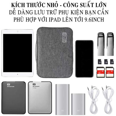 Túi Đựng Phụ Kiện Điện Thoại 2 Ngăn Lớn Cải Tiến Nhiều Ngăn Chống Nước, Chống Sốc – Túi Bảo Vệ Phụ Kiện Máy Tính Bảng Máy Ảnh Loa Sạc Sự Phòng Cáp Củ Sạc Hàng Chính Hãng Dododios