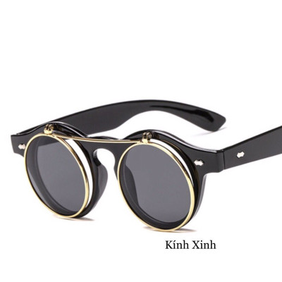 Kính râm cận 2 Tròng 2in1 Lật Nắp Đa Năng Phong Cách Retro 