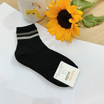 Tất vớ nữ cổ cao sọc ngang Kikiya cao cấp Hàn Quốc W-C-002