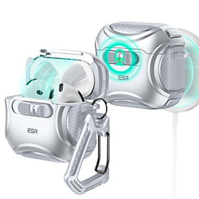 Ốp ESR Cyber FlickLock Case (HaloLock) có khoá thông minh cho Airpods 4 sạc từ tính, kèm móc treo_ Hàng chính hãngàng Chính Hãng