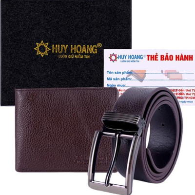 Bộ Ví & Thắt Lưng Nam Đầu Kim Huy Hoàng HT2115-HT4109 (23 x 11,5 cm) - Nâu