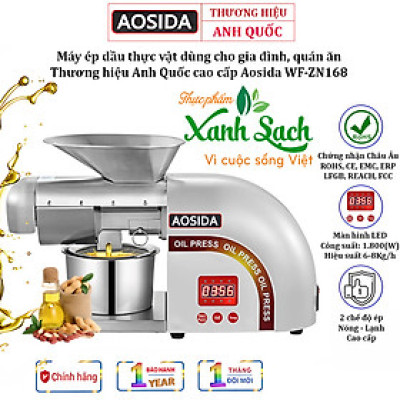 Máy ép dầu gia đình AOSIDA WF-ZN168 Thương hiệu Anh Quốc với Công suất cực lớn 1800W, Ép 6-8kg/giờ - Hàng Nhập Khẩu