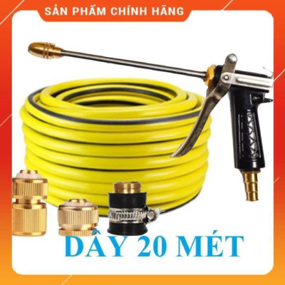 Vòi Xịt Rửa Xe️ Bộ dây vòi xịt nước rửa xe, tưới cây , tăng áp 3 lần, loại 20m 206318 đầu đồng, cút đồng