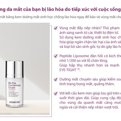 Kem xóa nhăn và giảm thâm vùng mắt Dermafirm Bio Eye Concentrate Cream 15ml