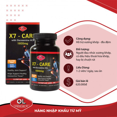 X7-Care Olympian Labs – Hỗ trợ xuong khớp và đĩa đệm chắc khỏe - chai 60 viên - Mỹ