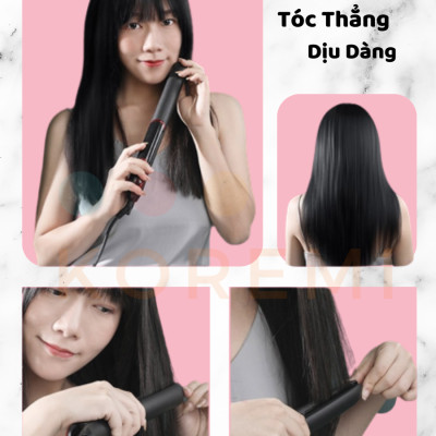 KOREMI Máy uốn duỗi 3in1 Duỗi Thẳng, Uốn Xoăn, Làm Phồng Tóc X3 ion âm, Giúp tóc suôn mượt Hàng Chính Hãng