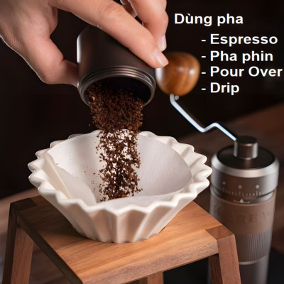 Máy xay hạt cà phê cầm tay lưỡi 6 cánh core kép, 55 cấp độ và 11 level thương hiệu HiBREW G4B - Hàng Chính Hãng