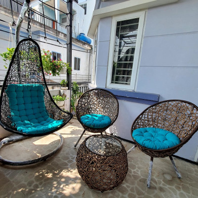 Bộ bàn ghế sân vườn + xích đu NAVICOM - Nệm canvas Xanh ngọc