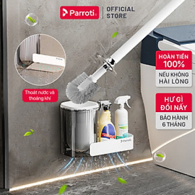Cây Cọ Bồn Cầu Thông Minh 2 Trong 1, Dán Tường, Có Khay Đựng Nước Tẩy Rửa, Đầu Cọ Cước Mềm Parroti  Slim - SL05