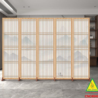 Bình phong gỗ khung tranh cắt CNC cho phòng khách, nhà bếp, nhà hàng, spa CNC404 - Nội thất lắp ráp Viendong Adv