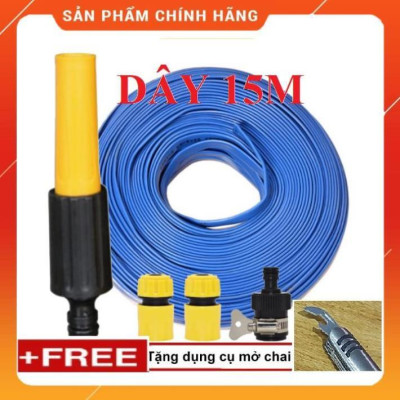 ️ Bộ dây vòi xịt nước rửa xe, tưới cây , tăng áp 3 lần, loại 15m 206622-5 cút sập,nối đen+ mở chai