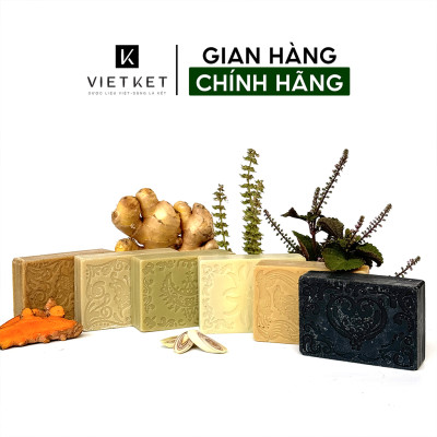 Cục Xà Bông Thảo Dược Than Tre VIETKET 100g - Làm Sạch, Giảm Mụn Lưng, Sáng Da, Duy Trì Độ Ẩm, Hương Thơm Thảo Dược
