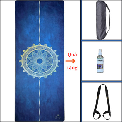 Thảm tập yoga chính hãng Yvonne hoạ tiết Mandala (TẶNG KÈM 3 PHẦN QUÀ) dày 4mm, bề mặt nhám, siêu bám, chống trơn trượt, thấm hút mồ hôi, càng nhiều mồ hôi càng bám, dễ vệ sinh, bề đẹp, sang trọng