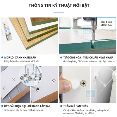 Tủ Gỗ Max 5 Ngăn Cao 170cm Có Hậu Màu Sonoma Oak Thương Hiệu SIB Decor KSG64