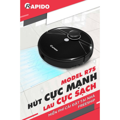 Robot hút bụi lau nhà Rapido R7S lực hút 2500PA, tính năng cảm biến, phù hợp mọi gia đình, bảo hành 12 tháng - Hàng chính hãng