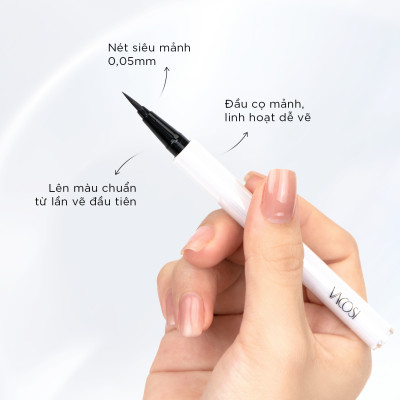Bút Kẻ Mắt Nước 24H VACOSI Không Lem Waterproof Eyeliner - Đầu Bút Lông, 2 Màu Mực Đen / Nâu