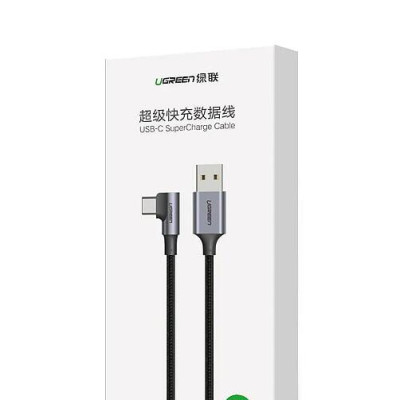 Ugreen UG60730US302TK 1m cáp usb a thẳng ra type c vuông góc 90 độ 5a sạc siêu nhanh bọc nhôm chống nhiễu - HÀNG CHÍNH HÃNG