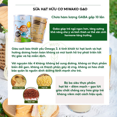 Sữa Hữu Cơ Miwako Nhập Khẩu Malaysia Hộp 700g Vị Gạo, Sữa Hạt Dinh Dưỡng Cho Bé Biếng Ăn Tiêu Hóa Kém Thấp Còi