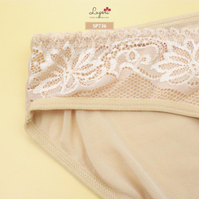 Quần Lót Nữ Ren Họa Tiết Nổi Phối Lưới Cạp Vừa LUPERI LU3QL736 Dáng Bikini Mềm Mịn Co Giãn Không Lằn Mông Khử Mùi