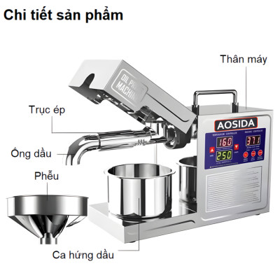 Máy ép dầu thực vật dùng cho gia đình, quán ăn. Thương hiệu Anh Quốc cao cấp Aosida - B03S - HÀNG CHÍNH HÃNG