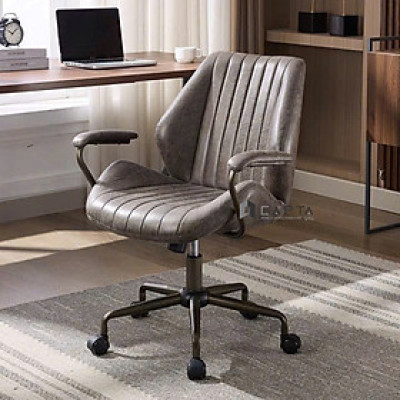 Ghế xoay học sinh học bài nệm pu màu nâu bò CE1031-P Nội thất Capta Lưng trung nệm PVC dày cao cấp xoay nâng hạ độ cao tay và chân ghế sắt sơn tĩnh điện màu xám – nâu